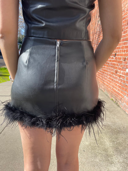 FEATHER TRIM MINI SKIRT